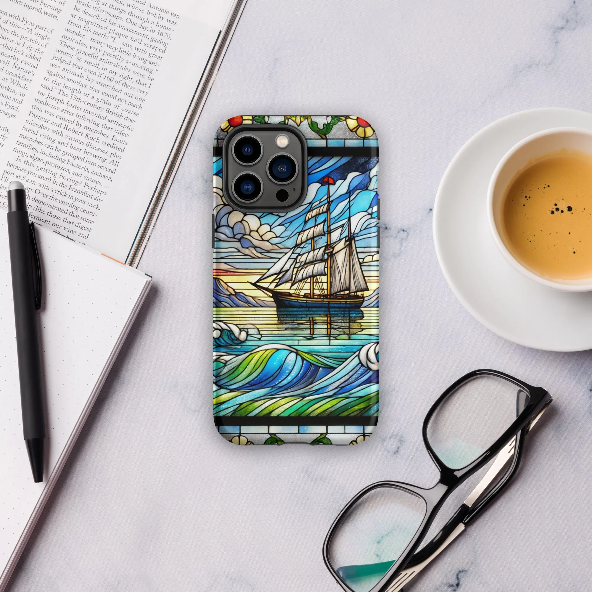 Tough Case for iPhone® Stained Glass Sailboat