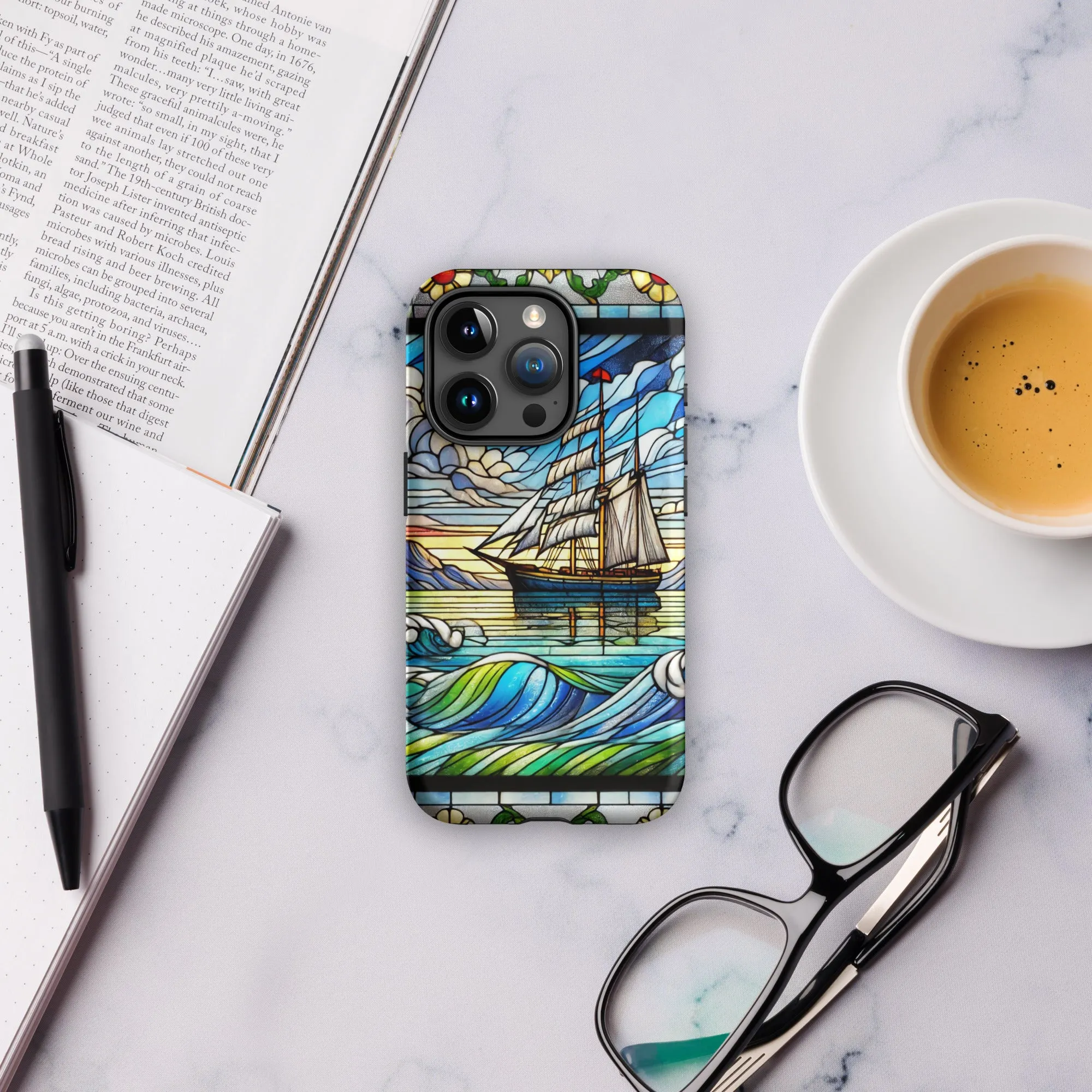 Tough Case for iPhone® Stained Glass Sailboat