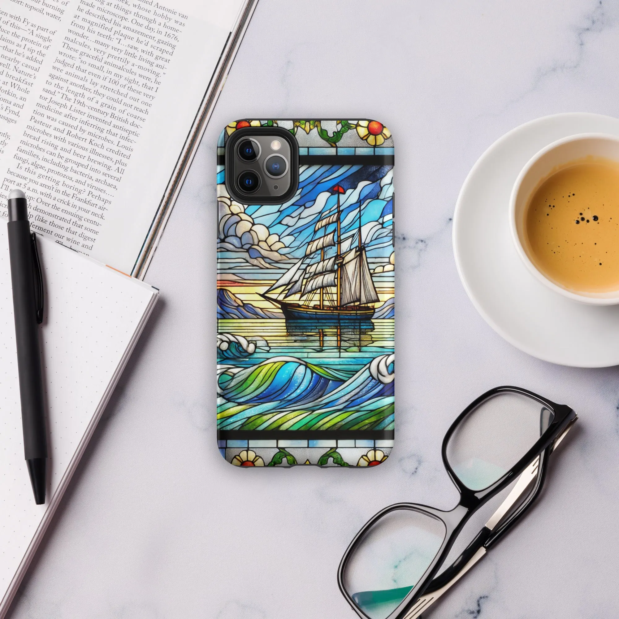 Tough Case for iPhone® Stained Glass Sailboat