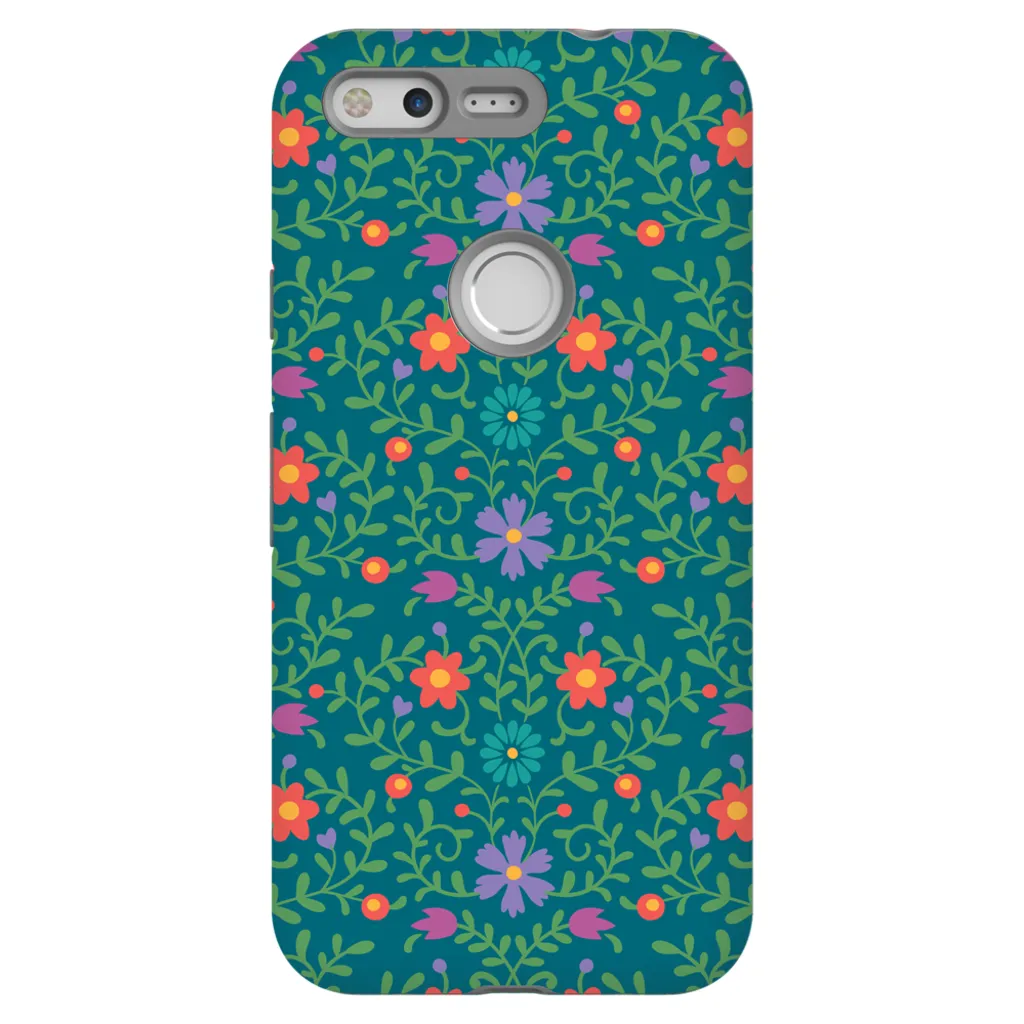 Tough Phone Case - Green Wallpaper Pattern