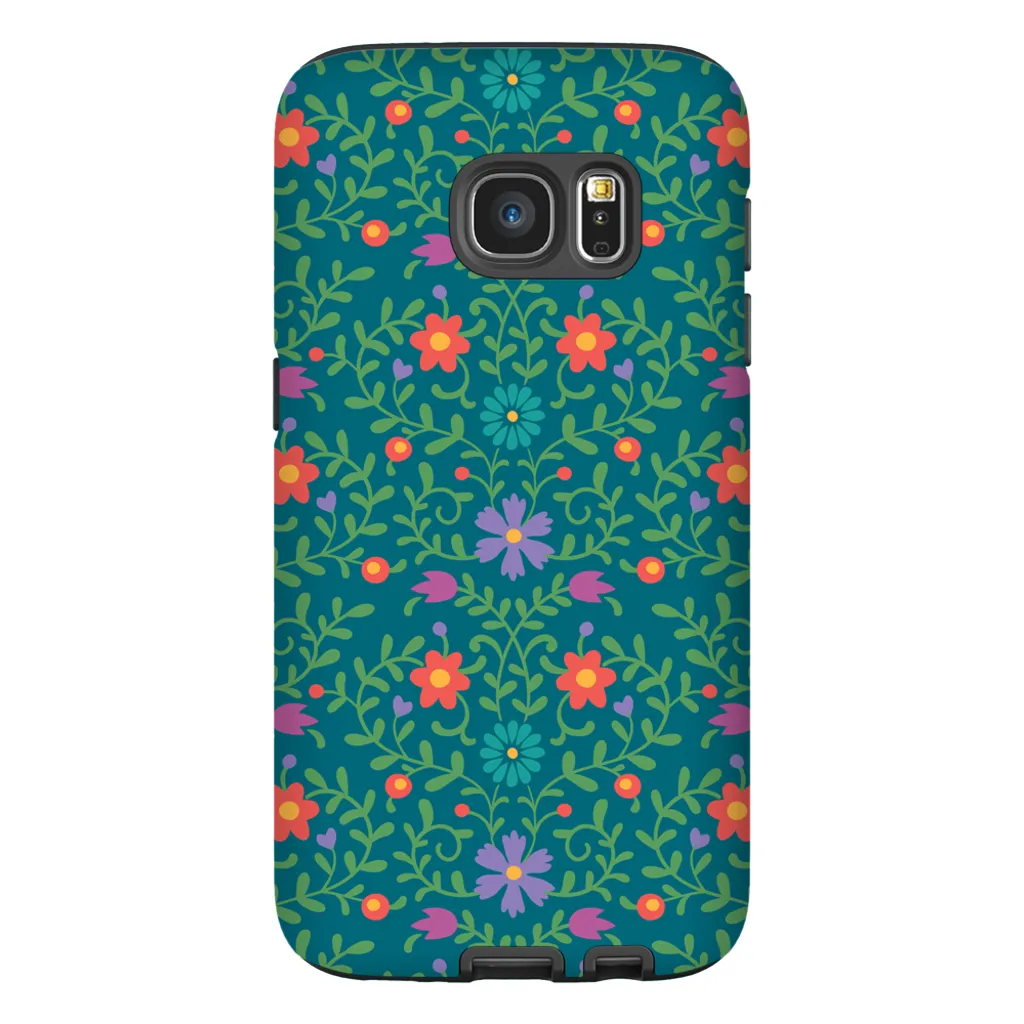 Tough Phone Case - Green Wallpaper Pattern