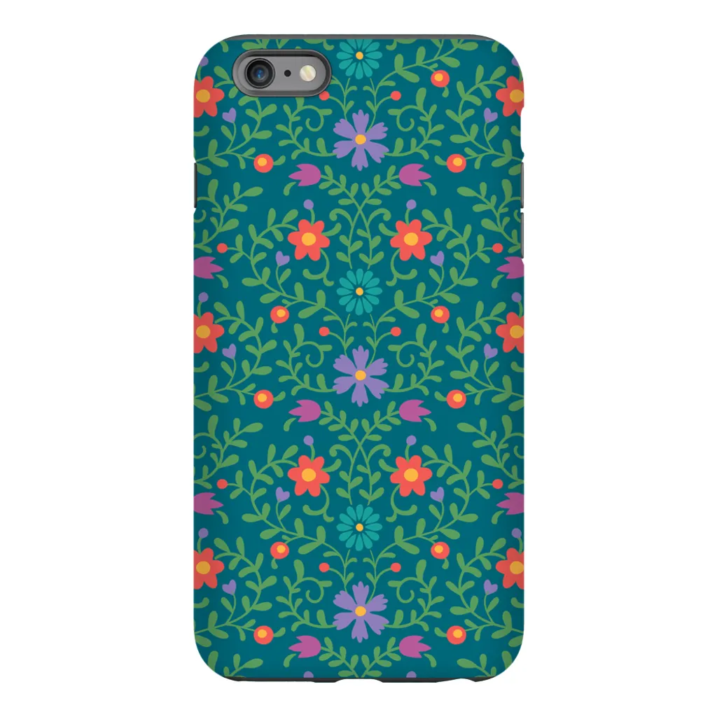 Tough Phone Case - Green Wallpaper Pattern