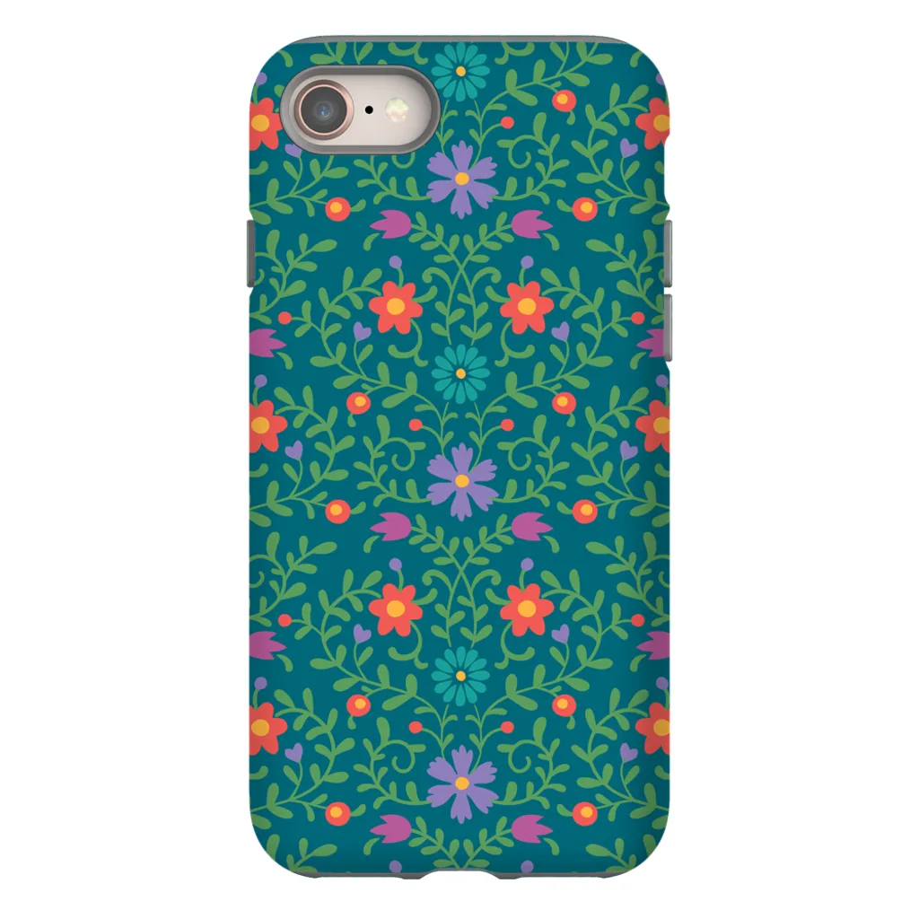 Tough Phone Case - Green Wallpaper Pattern