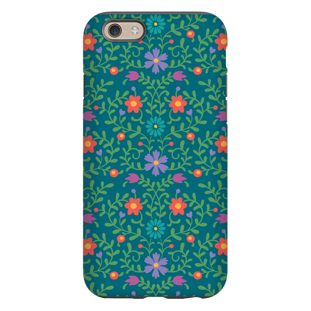 Tough Phone Case - Green Wallpaper Pattern