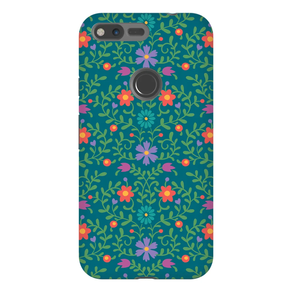 Tough Phone Case - Green Wallpaper Pattern