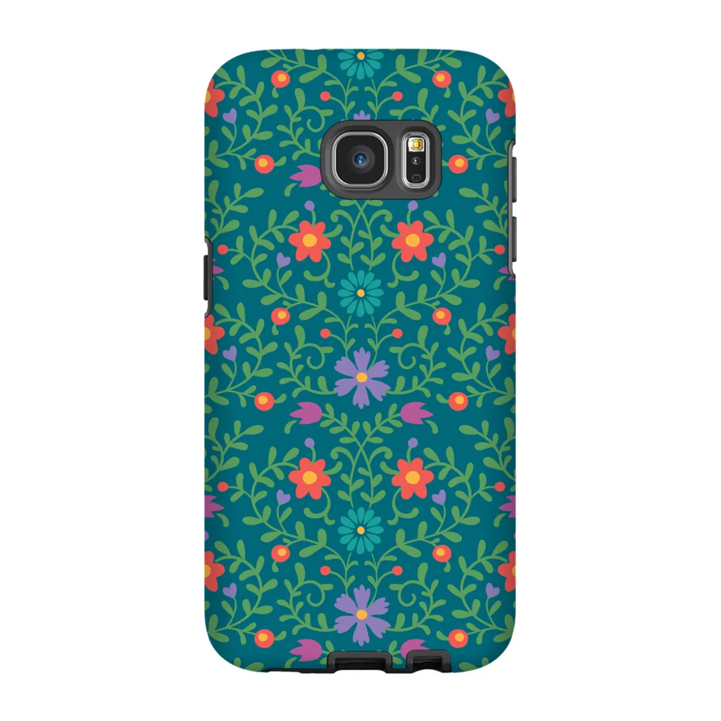 Tough Phone Case - Green Wallpaper Pattern