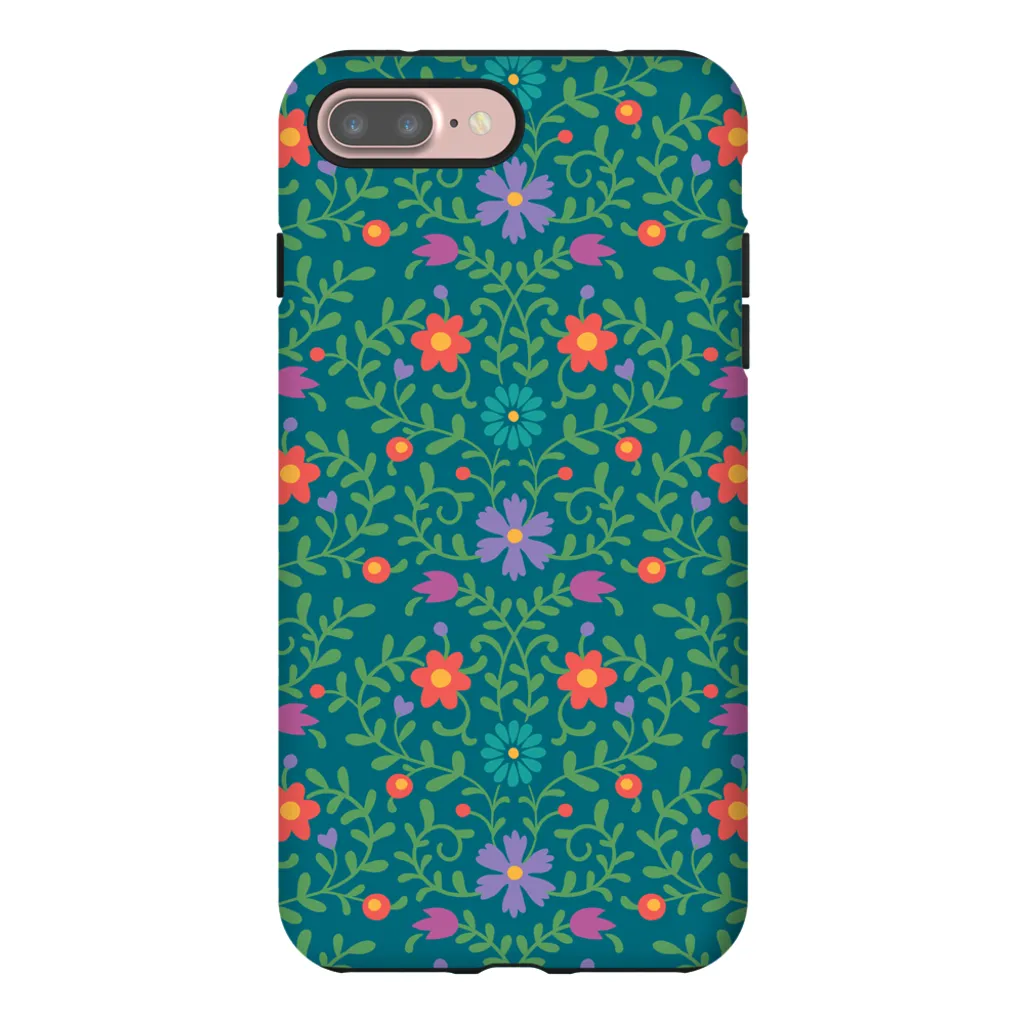 Tough Phone Case - Green Wallpaper Pattern