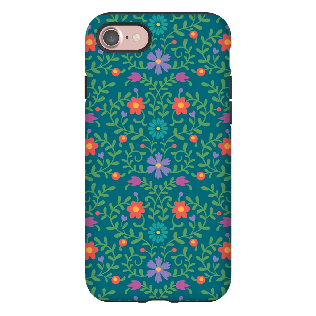 Tough Phone Case - Green Wallpaper Pattern