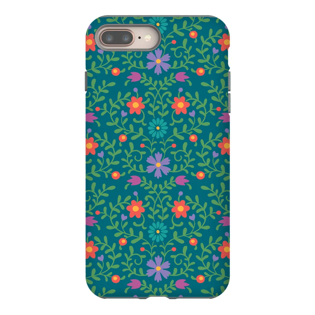 Tough Phone Case - Green Wallpaper Pattern