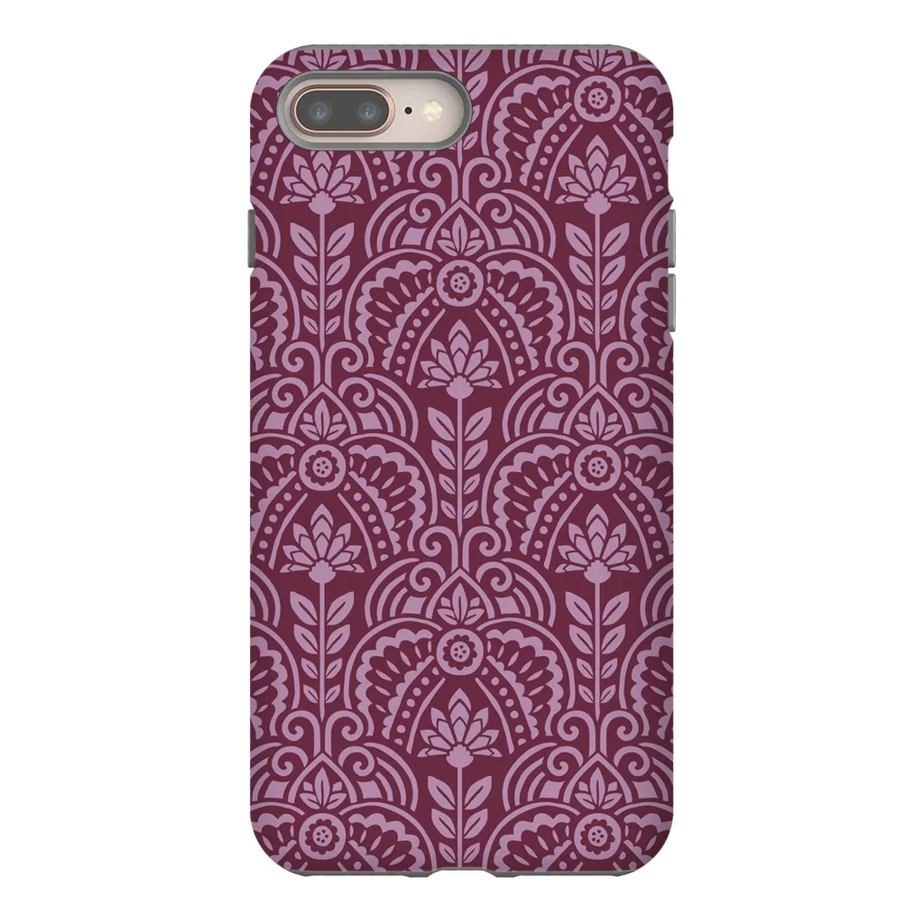 Tough Phone Case - Maroon Deco Pattern