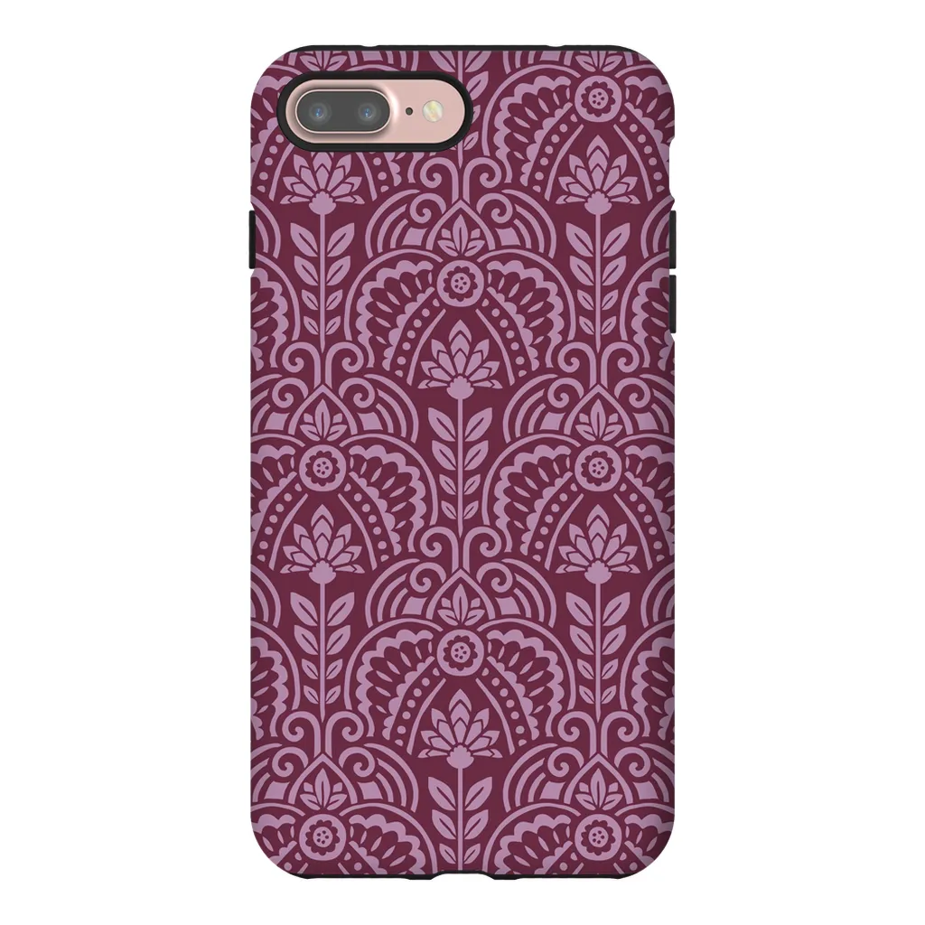 Tough Phone Case - Maroon Deco Pattern