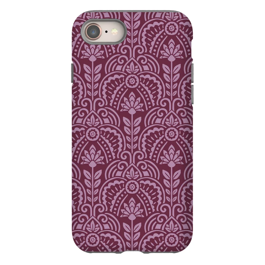 Tough Phone Case - Maroon Deco Pattern