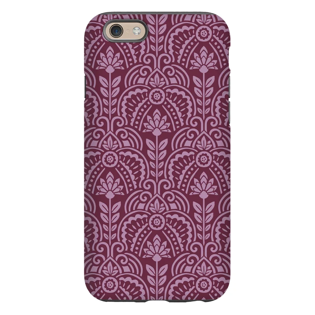 Tough Phone Case - Maroon Deco Pattern