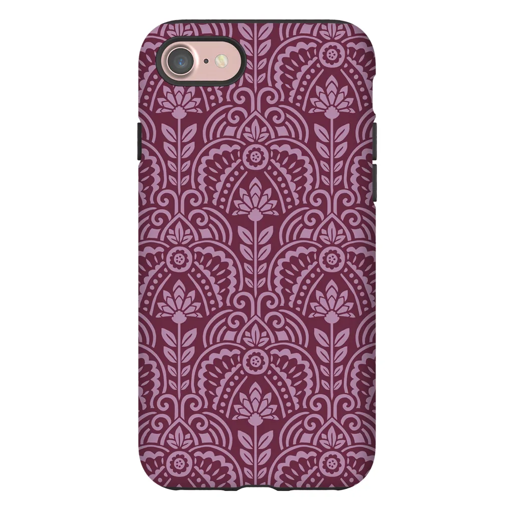 Tough Phone Case - Maroon Deco Pattern