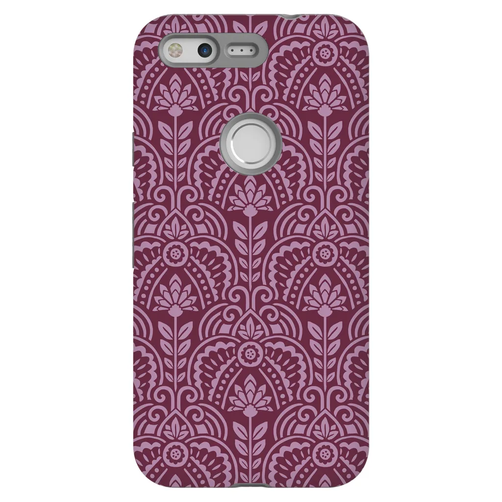 Tough Phone Case - Maroon Deco Pattern