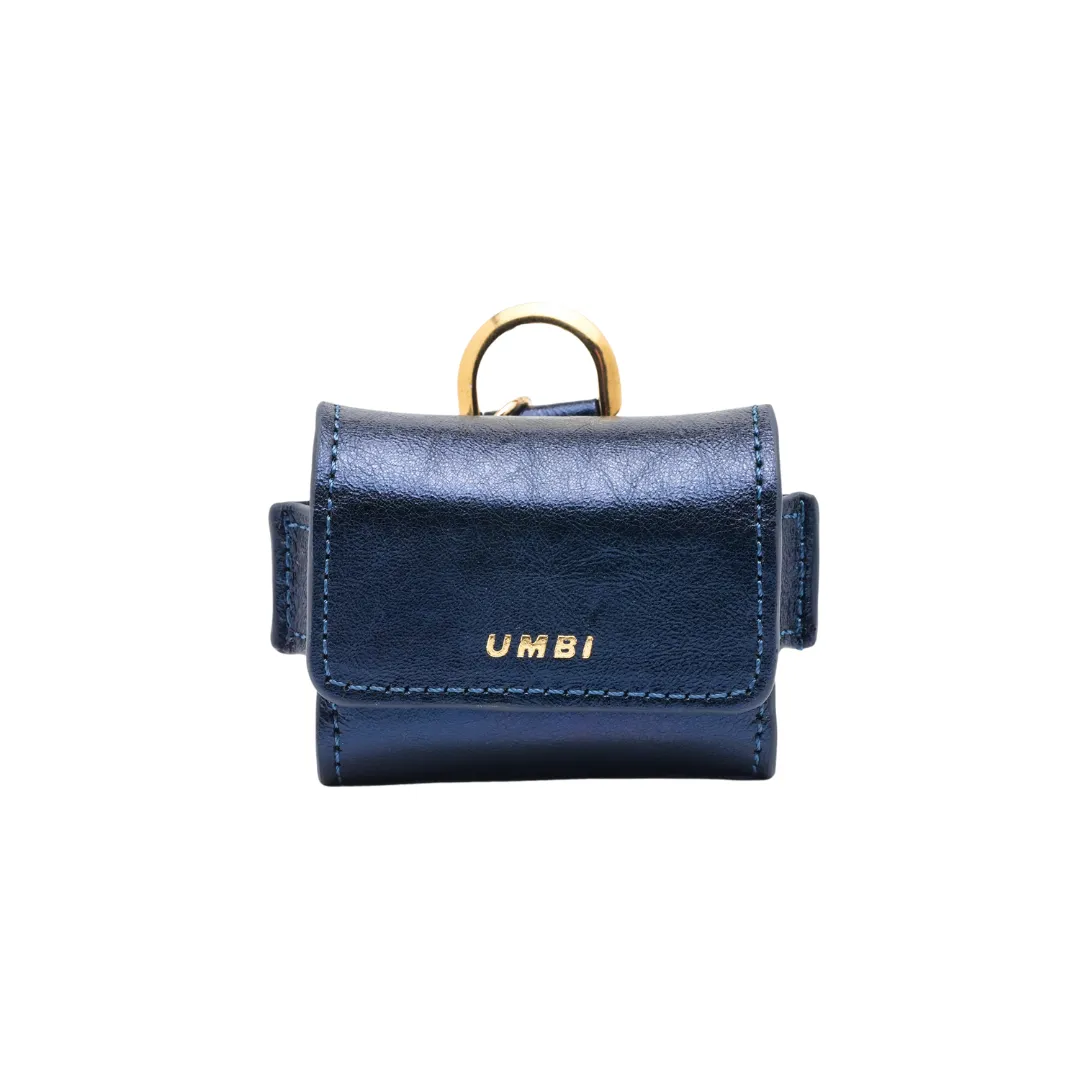 UMBI Personalized Leather AirPods Case - Metallic Navy Blue