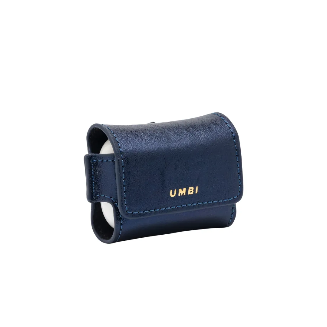 UMBI Personalized Leather AirPods Case - Metallic Navy Blue