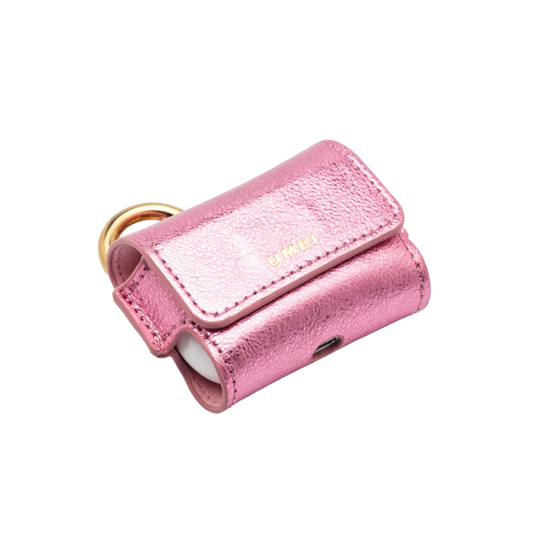 UMBI Personalized Leather AirPods Case - Metallic Rose