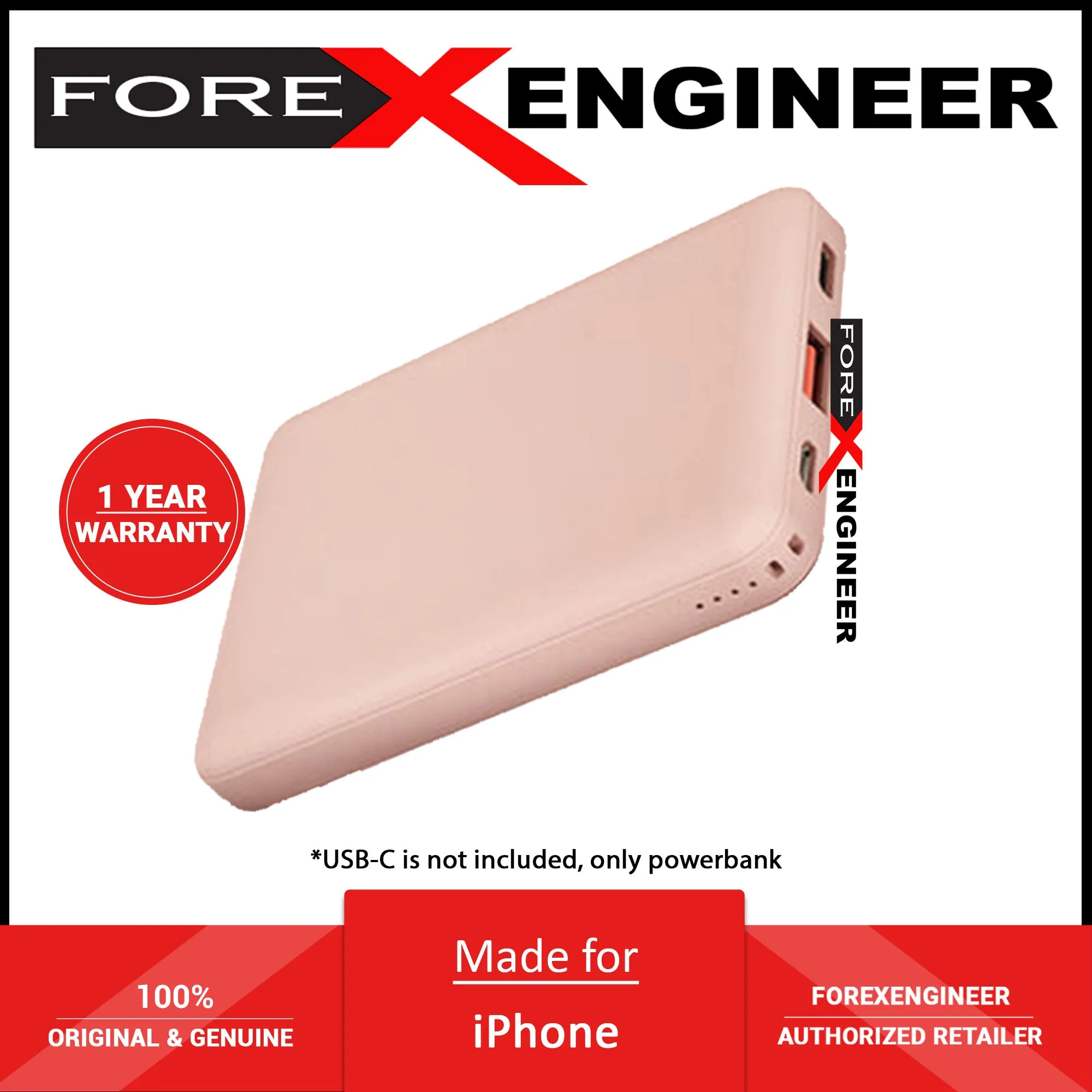 Uniq Fuele Mini PocketSlim 8000 mAh USB-C 18W PD Power Bank - Pink (Barcode: 8886463672228 )