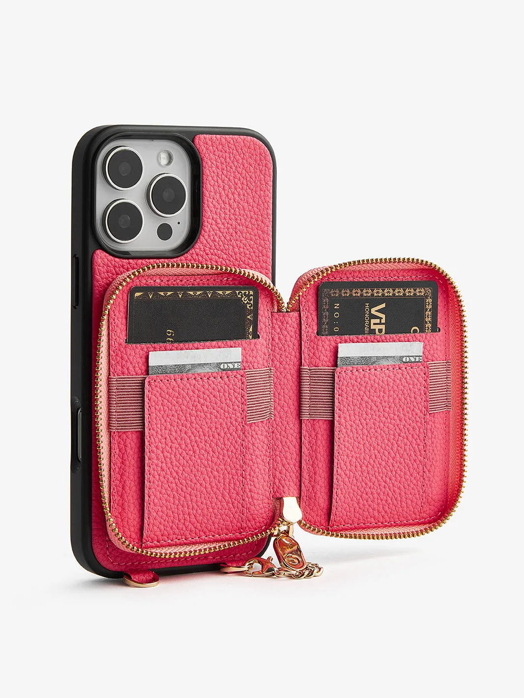 Unique Design Set- Wireless Charging Webbing Crossbody Phone Case Round Pouch Set