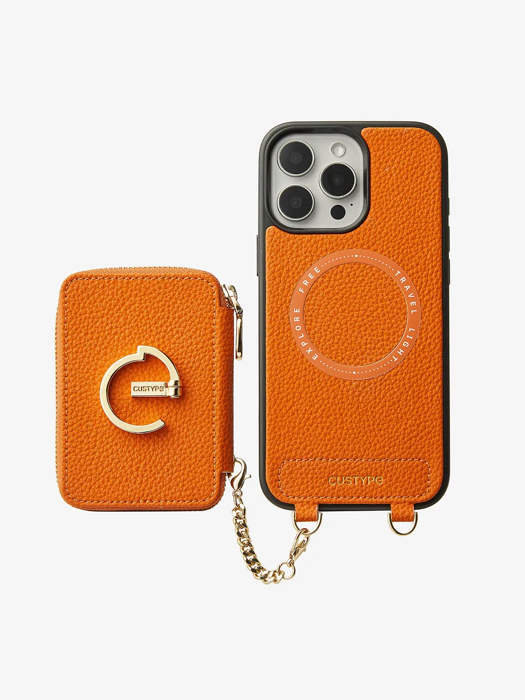 Unique Design Set- Wireless Charging Webbing Crossbody Phone Case Round Pouch Set