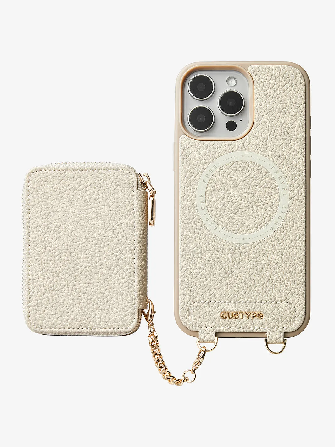 Unique Design Set- Wireless Charging Webbing Crossbody Phone Case Round Pouch Set