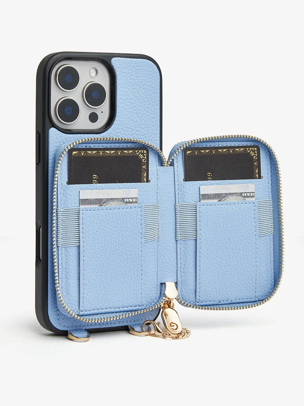 Unique Design Set- Wireless Charging Webbing Crossbody Phone Case Round Pouch Set