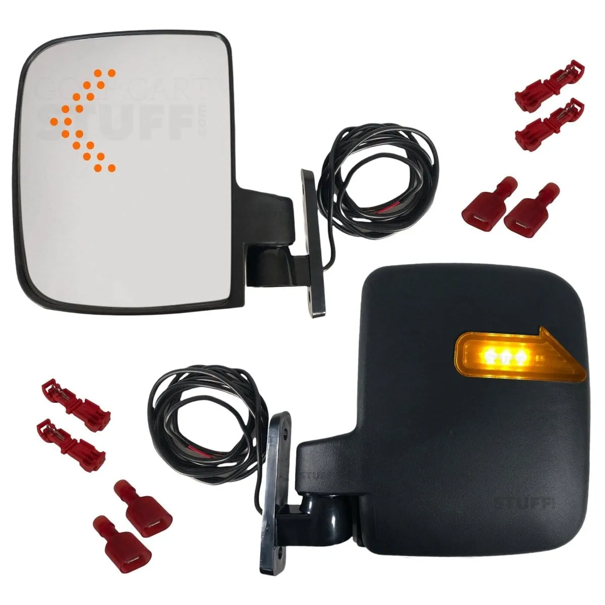 Universal LED Turn Signal Golf Cart Side Mirror Set for Club Car, EZGO, and Yamaha Golf Carts