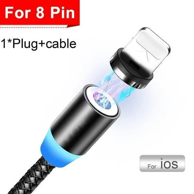 USB Magnetic Charging Cable for Micro Type-C 8 Pin Fast Charging