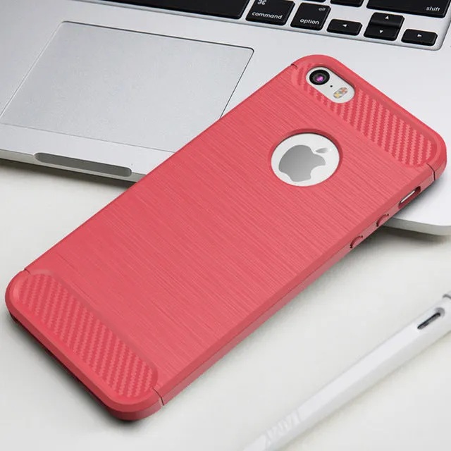 USLION For Apple iPhone 5 5s SE 6 6s 7 Plus Case Carbon Fiber Shockproof Armor Silicone Phone Cases Back Cover Capa Coque