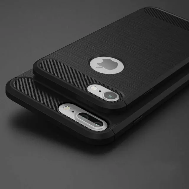 USLION For Apple iPhone 5 5s SE 6 6s 7 Plus Case Carbon Fiber Shockproof Armor Silicone Phone Cases Back Cover Capa Coque