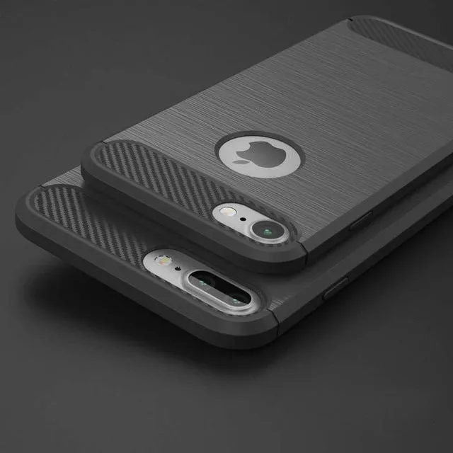 USLION For Apple iPhone 5 5s SE 6 6s 7 Plus Case Carbon Fiber Shockproof Armor Silicone Phone Cases Back Cover Capa Coque