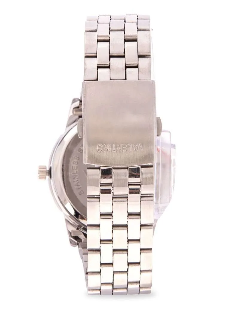 Valentino 20122123-BLACK DIAL Silver Stainless Steel Band Watch for Men