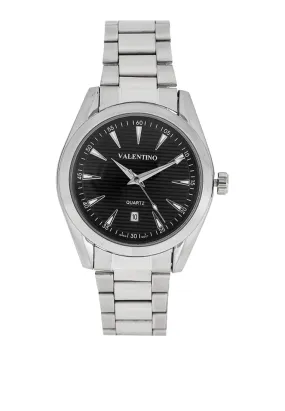 Valentino 20122401-BLACK DIAL Stainless Steel Strap Analog Watch for Men