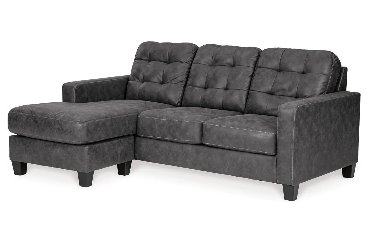 Venaldi Gunmetal Sofa Chaise, Chair, and Ottoman