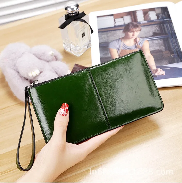 Vintage Zippered Clutch Wallet crafted from Oil Wax Leather