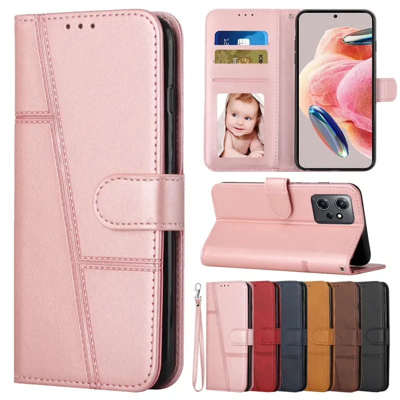 Wallet Flip Cowhide Pattern Anti Drop Leather Cover For Xiaomi Redmi 12 12C 10 10A  9T Note 12 12S 12 Pro Plus 11S 10 Pro 9 Pro