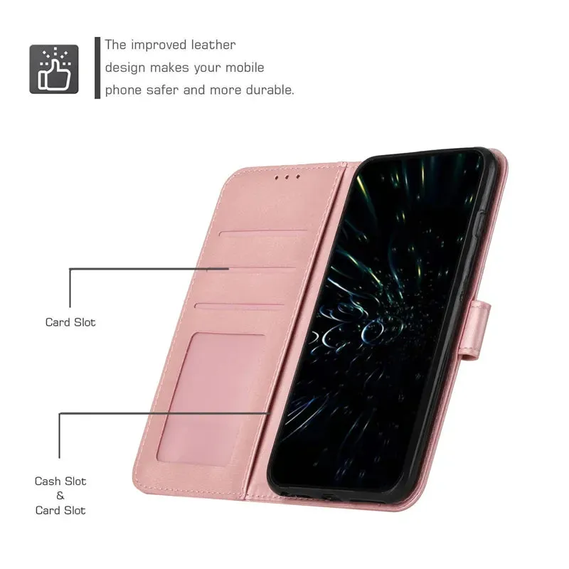 Wallet Flip Cowhide Pattern Anti Drop Leather Cover For Xiaomi Redmi 12 12C 10 10A  9T Note 12 12S 12 Pro Plus 11S 10 Pro 9 Pro