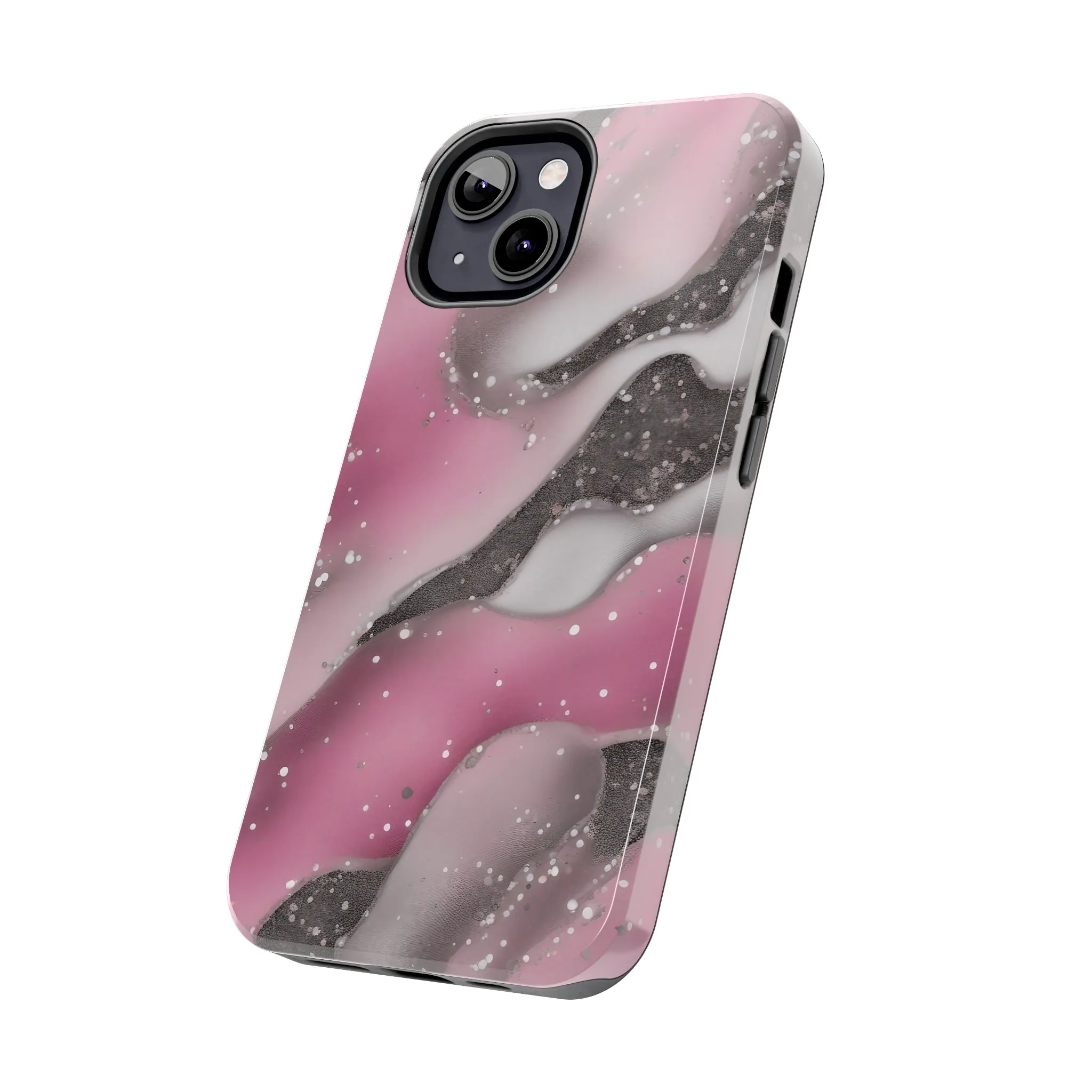 Waves of Pink and Black Pattern print design Tough Phone Case compatible with a large variety of phone models, Phone Case