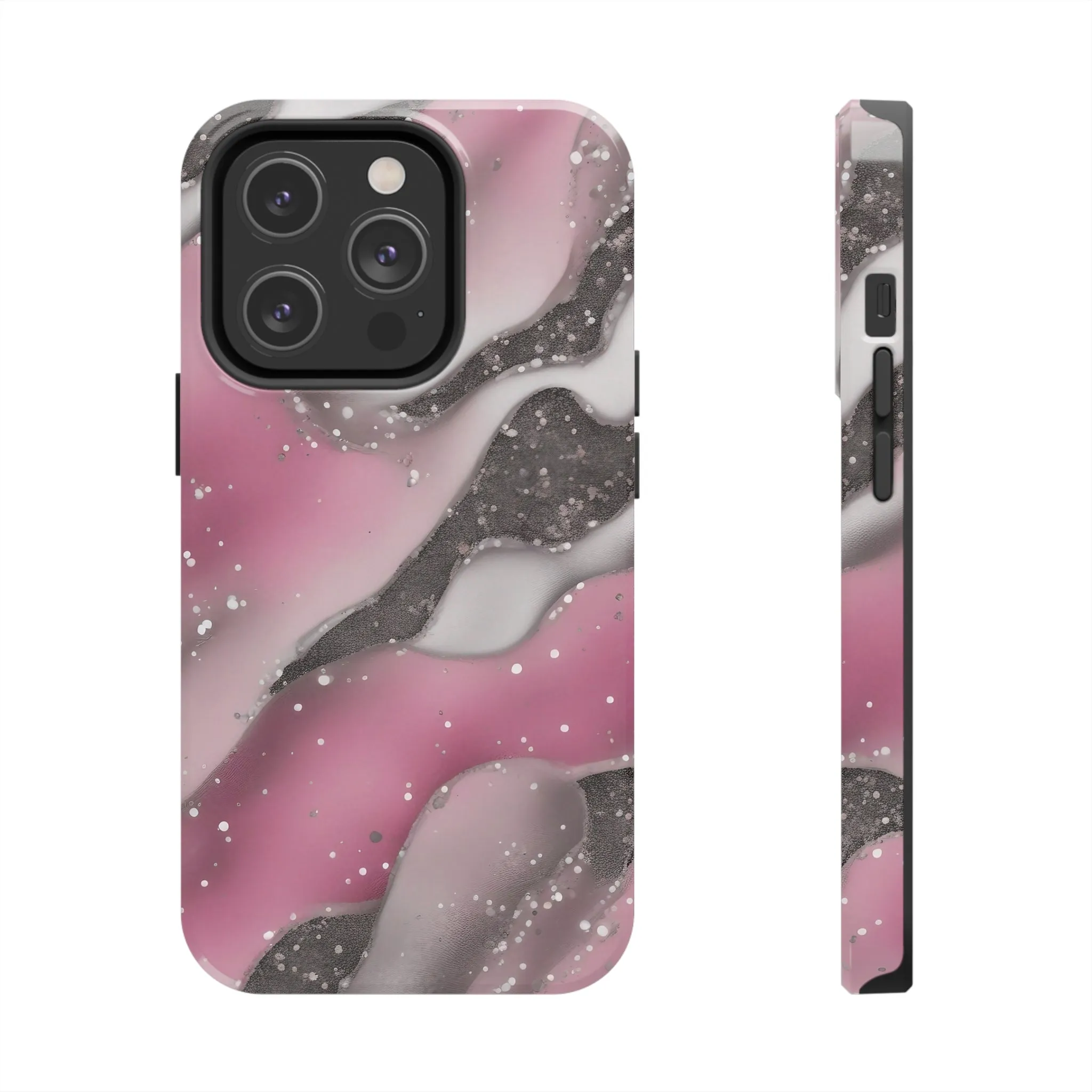 Waves of Pink and Black Pattern print design Tough Phone Case compatible with a large variety of phone models, Phone Case