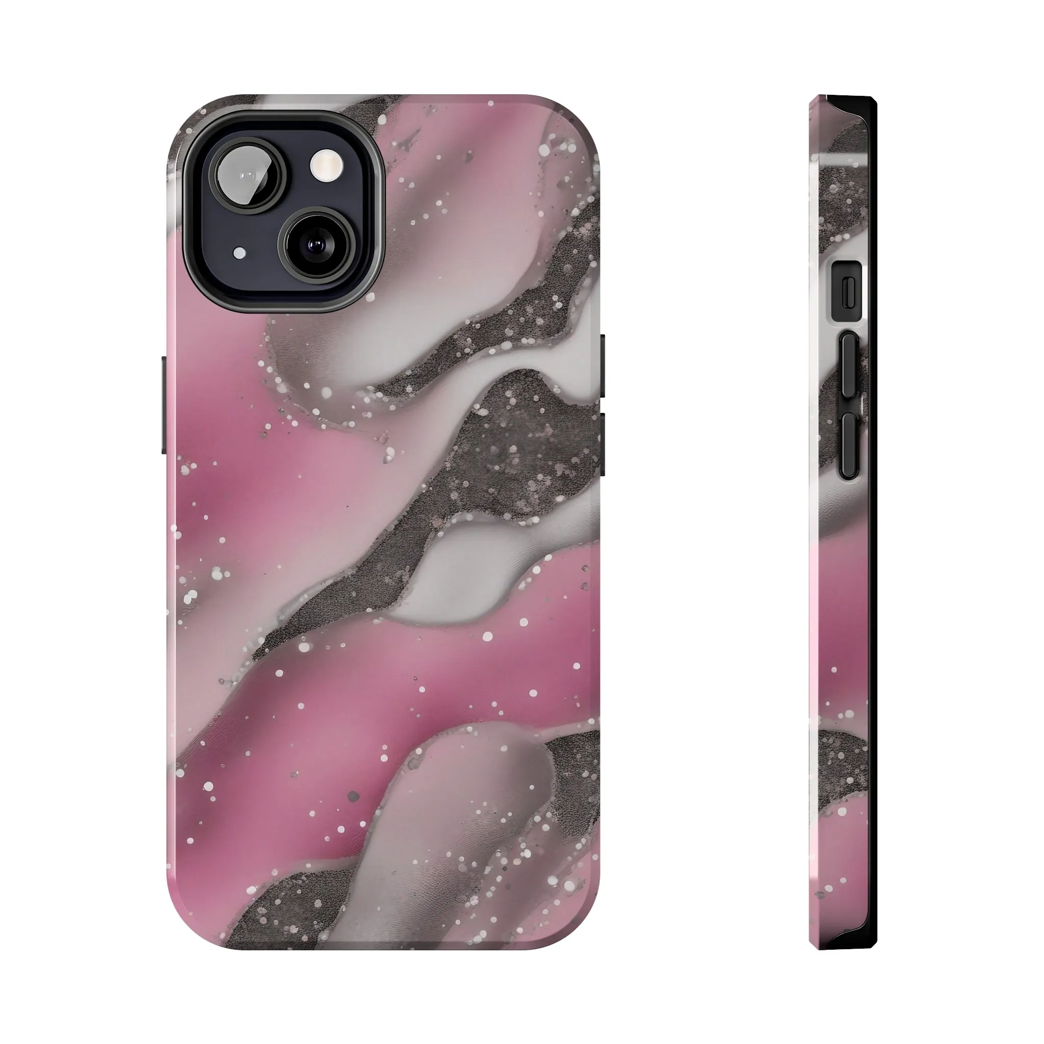 Waves of Pink and Black Pattern print design Tough Phone Case compatible with a large variety of phone models, Phone Case