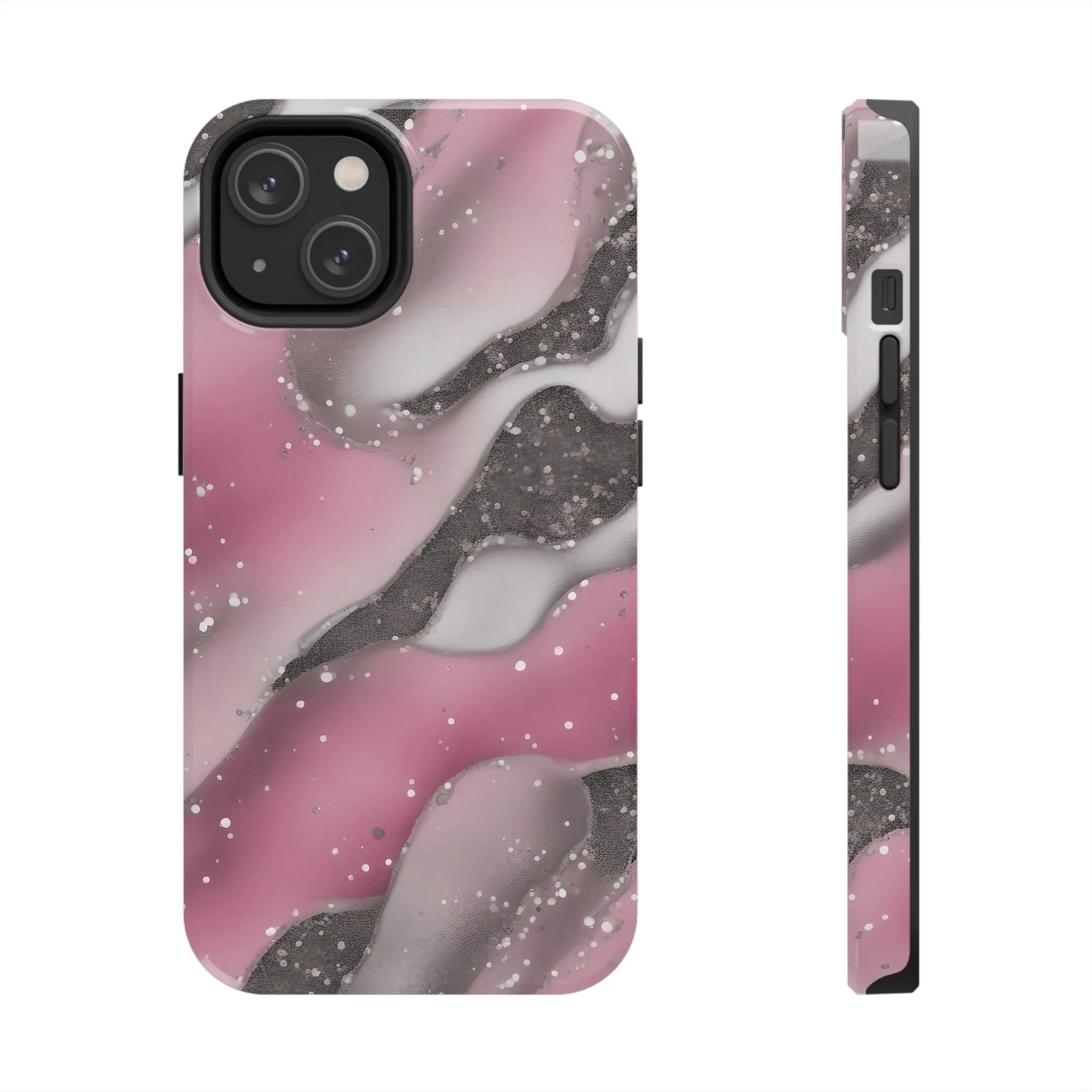 Waves of Pink and Black Pattern print design Tough Phone Case compatible with a large variety of phone models, Phone Case