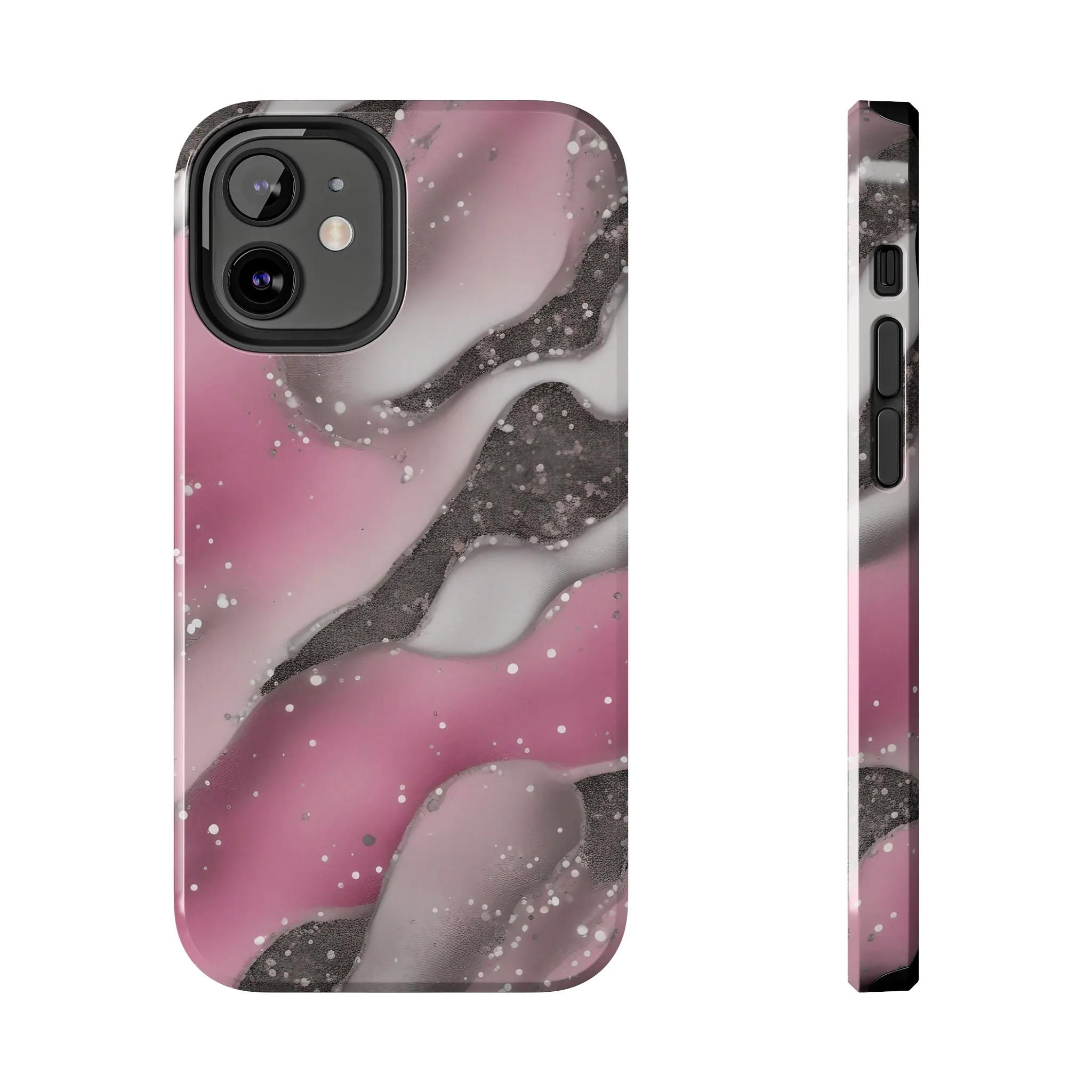 Waves of Pink and Black Pattern print design Tough Phone Case compatible with a large variety of phone models, Phone Case