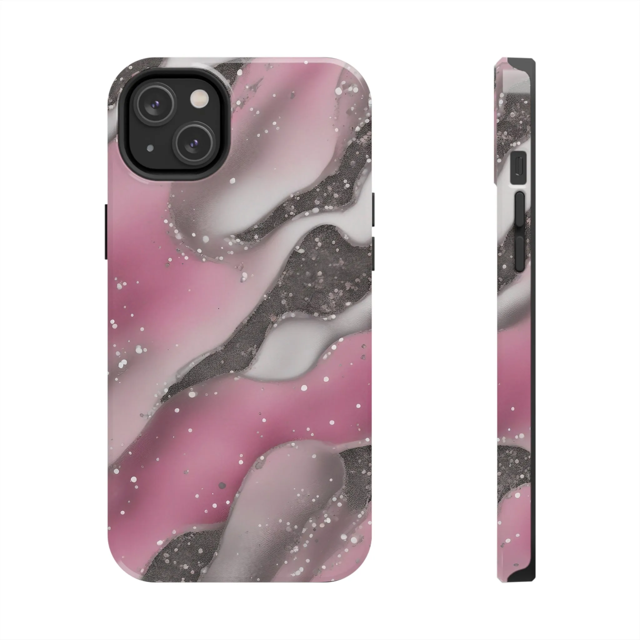 Waves of Pink and Black Pattern print design Tough Phone Case compatible with a large variety of phone models, Phone Case