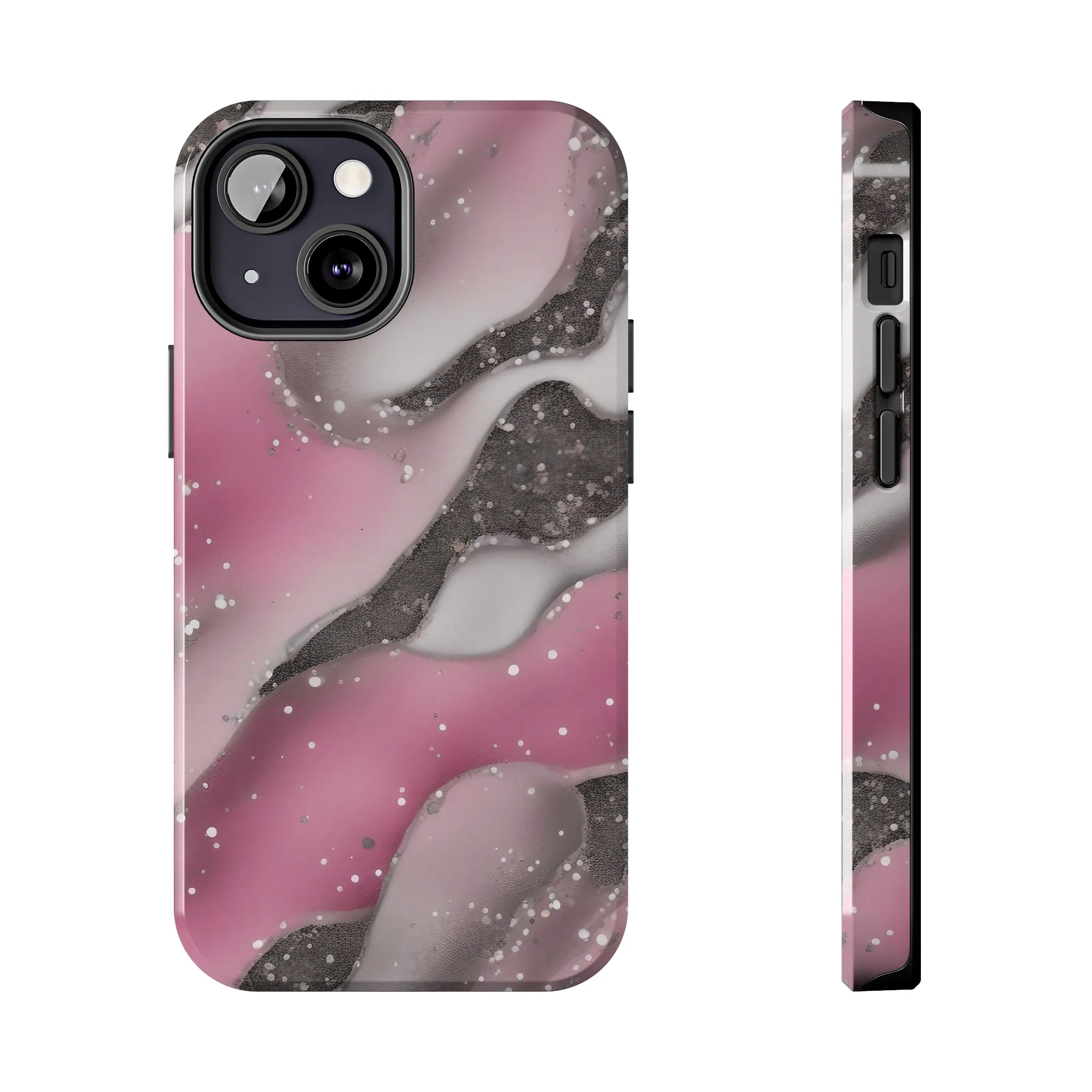 Waves of Pink and Black Pattern print design Tough Phone Case compatible with a large variety of phone models, Phone Case