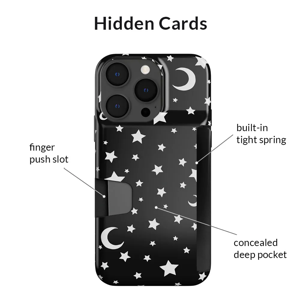 White Stars & Moon Iphone Wallet Case