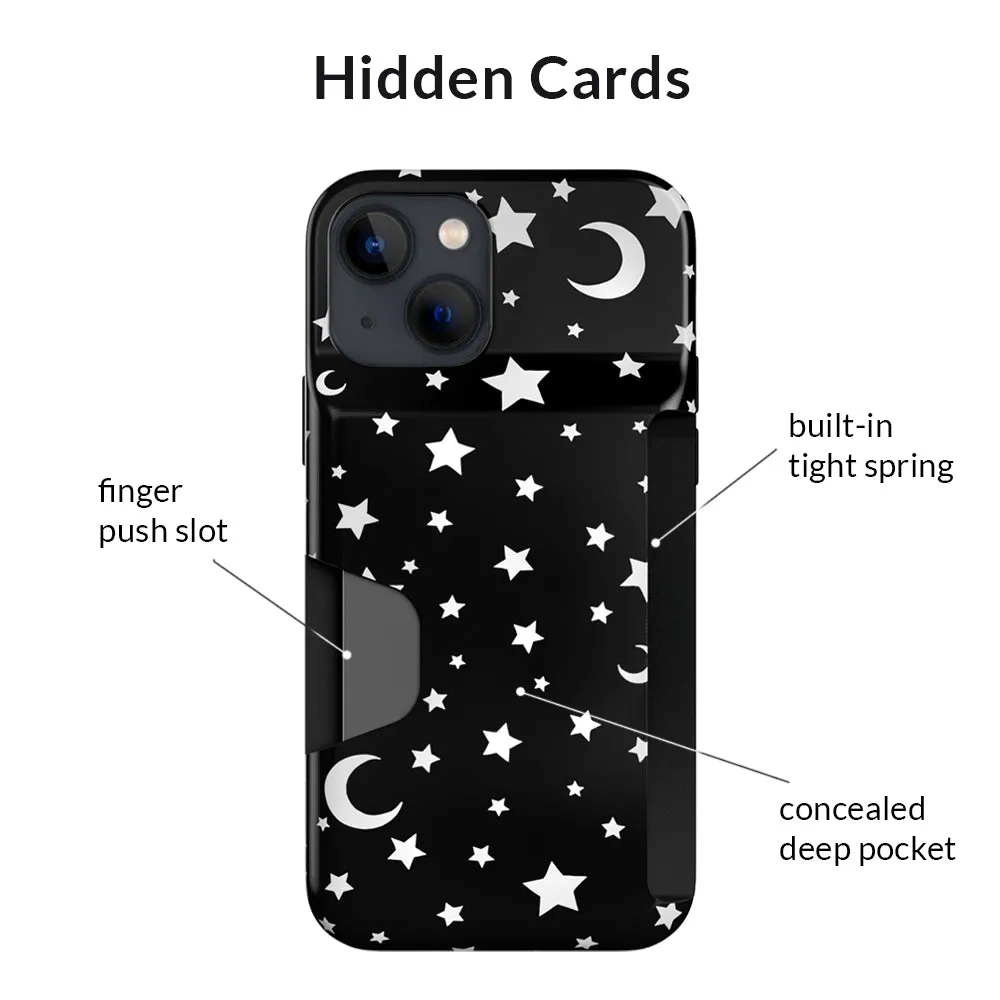 White Stars & Moon Iphone Wallet Case