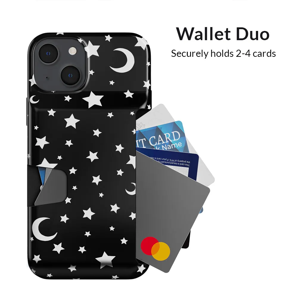 White Stars & Moon Iphone Wallet Case