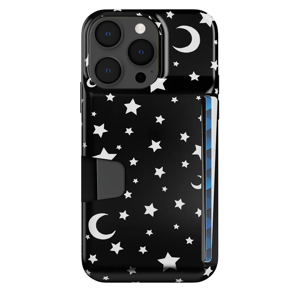 White Stars & Moon Iphone Wallet Case