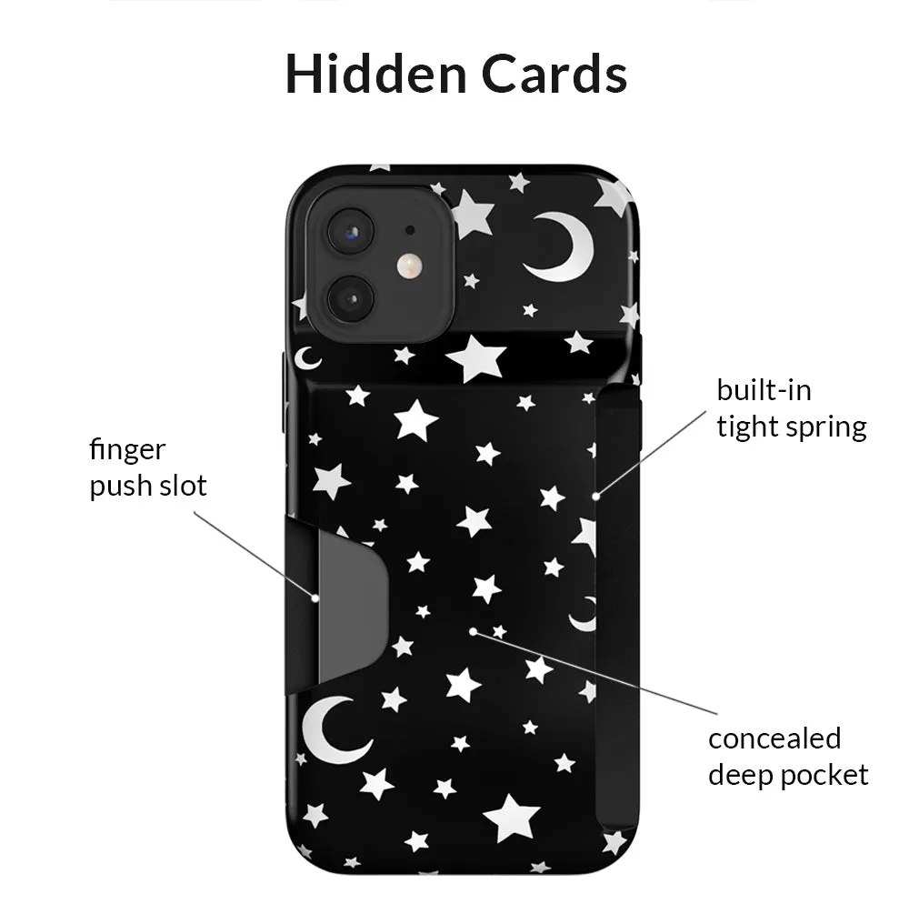 White Stars & Moon Iphone Wallet Case